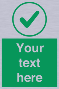 Custom green background, green tick in circle sign